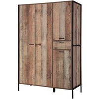 Haxtun Wooden Wardrobe With 4 Doors In Distressed Oak