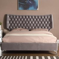 Aerfen Velvet King Size Bed In Grey