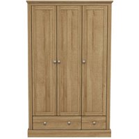 Devan Wooden Wardrobe With 3 Doors And 2 Drawers In Oak