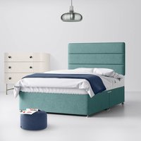 King Size - Divan Bed and Cornell Lined Headboard - Duck Egg Blue - Fabric - 5ft - Happy Beds