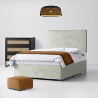 Double - Divan Bed and Cornell Plain Headboard - Light Grey - Velvet - 4ft6 - Happy Beds