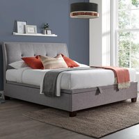 Accent - King Size - Ottoman Storage Bed - Light Grey - Fabric - 5ft - Happy Beds