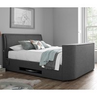 Ardwick - Super King Size - Side-Opening Ottoman Storage Media TV Bed - Grey - Fabric - 6ft - Happy Beds