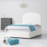 Small Double - Divan Bed and Dudley Lined Headboard - White - Fabric - 4ft - Happy Beds