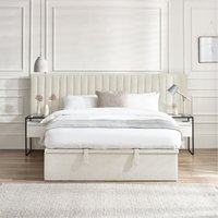 Paige - Double - Ottoman Storage Hotel Bed - Stone Grey - Fabric - 4ft6 - Happy Beds