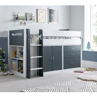 Lacy - Single - Storage Midsleeper Bed - Grey-White - Wooden - 3ft - Happy Beds
