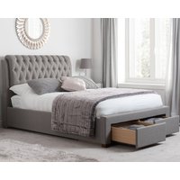 Valentino - Double - 2-Drawer Storage Bed - Grey - Fabric - 4ft6 - Happy Beds