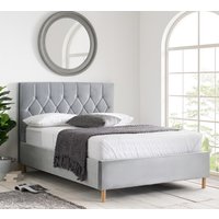 Loxley - Double - Grey - Velvet - 4ft6 - Happy Beds