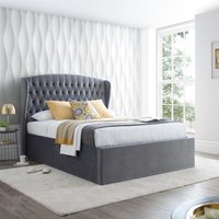 Warwick - Double - Ottoman Bed - Grey - Velvet - 4ft6 - Happy Beds